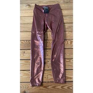 NWT Nike Dri Fit Metallic Leggings Size Small Women’s Pink Mid Rise MSRP $85